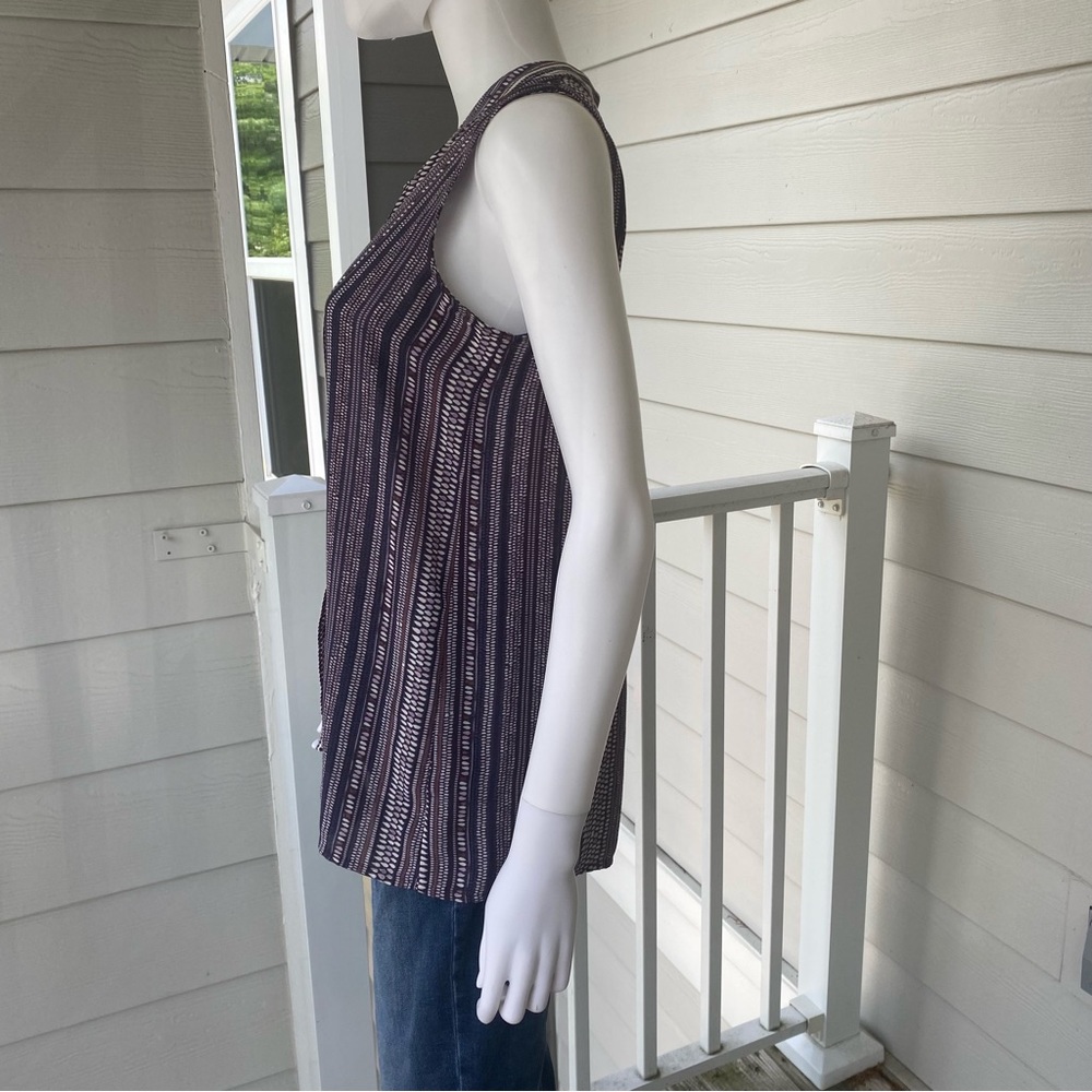 NIC + ZOE Walking On Midnight Striped Sleeveless Blouse - Picture 3 of 10